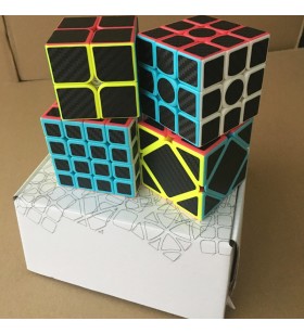 Coffret  Cube Style Carbone 2x2, 3x3, 4x4, Skewb cube