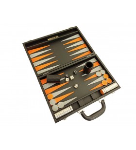 Backgammon Cuir Noir/Orange