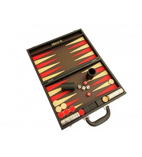 Backgammon Cuir Noir/Rouge