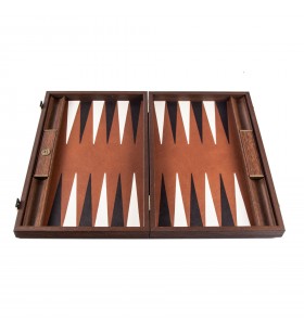 Backgammon en cuir brun...