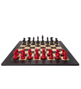 Chess Set Stallion Red and Black Lacquered