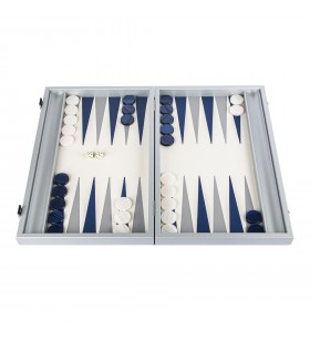 Backgammon en bois et  cuir "navy blue"