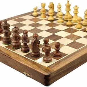 coffret d&#039;échecs magnétique en acacia