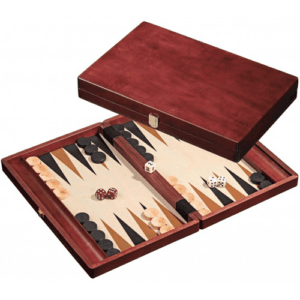 mahogany stained backgammon set