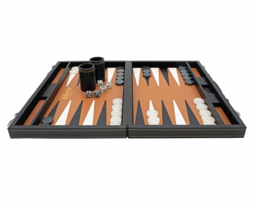 backgammon noir cuir italien