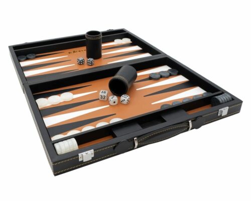 backgammon noir cuir italien