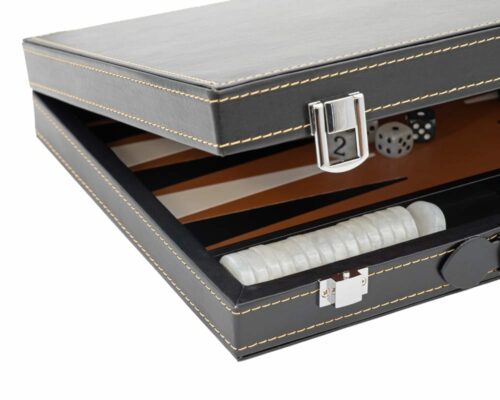 backgammon noir cuir italien