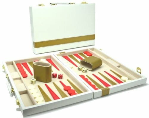 backgammon blanc avec rayure dorée