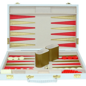 backgammon blanc avec rayure dorée