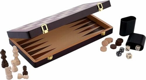 coffret bois backgammon/échecs