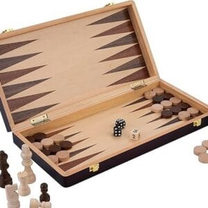 coffret bois backgammon/échecs