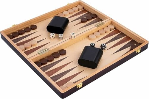 coffret bois backgammon/échecs