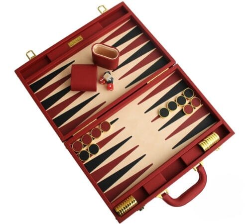 backgammon cuir grainé italien taille moyenne