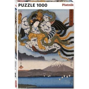 puzzle 1000 pièces : amaterasu la déesse du soleil sur le mont fuji hiroshige