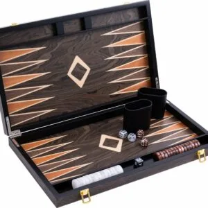 backgammon en bois d'ébène et vernis 38 cm