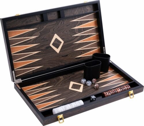 backgammon en bois d'ébène et vernis 38 cm