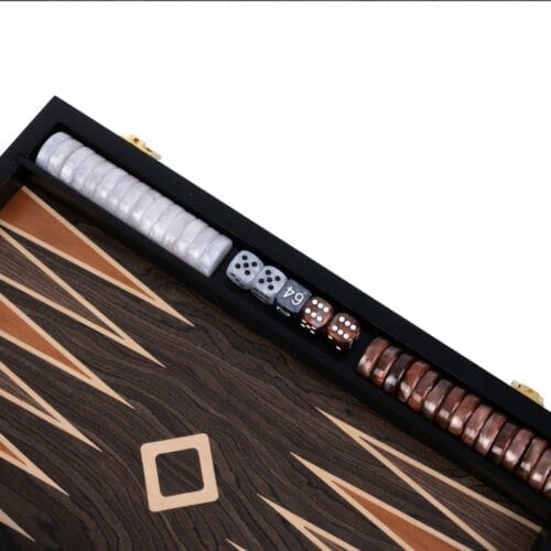 backgammon en bois d'ébène et vernis 38 cm