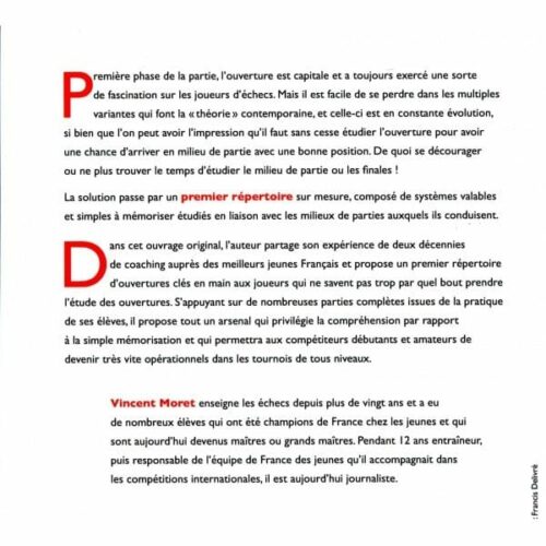 Moret - Mon premier répertoire d'ouvertures avec les blancs