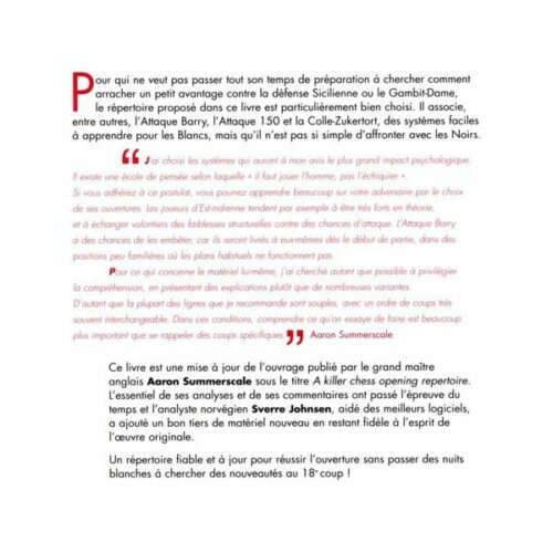 SUMMERSCALE, JOHNSEN - Répertoire d&#039;ouverture efficace