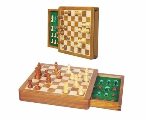 Coffret d'échecs magnétique  à tiroiren bois de Sheesham