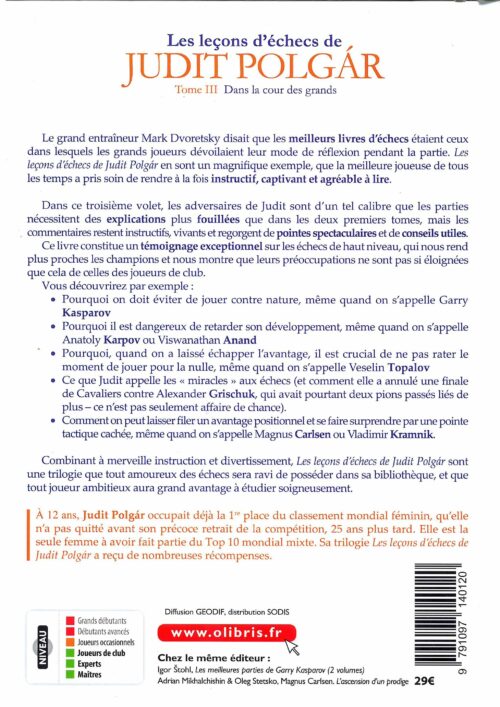 Polgar - Les leçons d'échecs de Judit Polgar Tome III