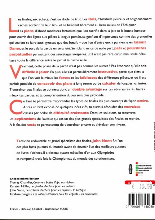 Nunn - Les Finales - les cahiers d'échecs pour les enfants