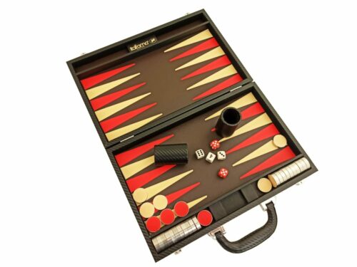 Backgammon Cuir Noir/Rouge