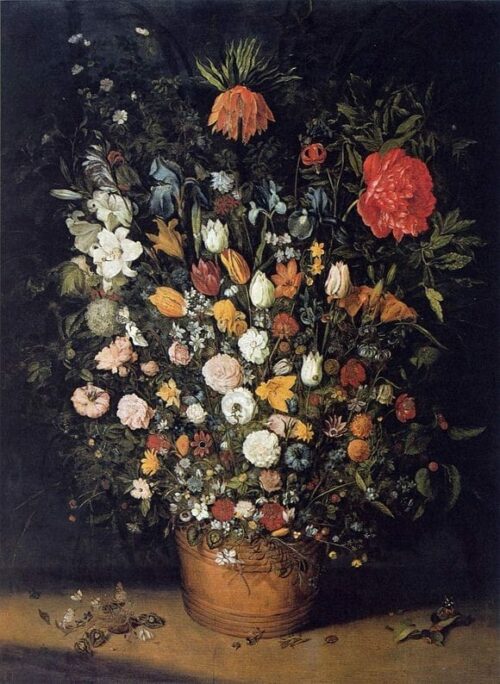 Puzzle 1000 pièces - Grand bouquet de fleurs dans un vase en bois - Brueghel