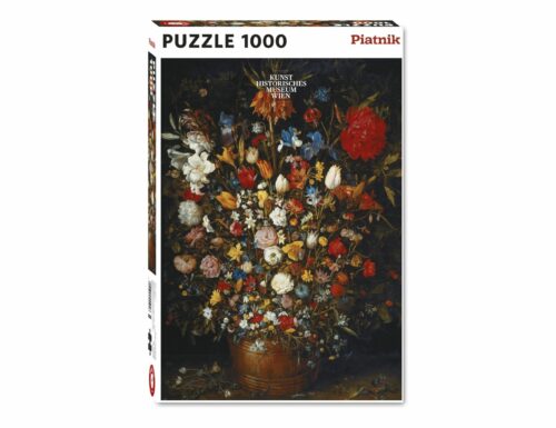 Puzzle 1000 pièces - Grand bouquet de fleurs dans un vase en bois - Brueghel