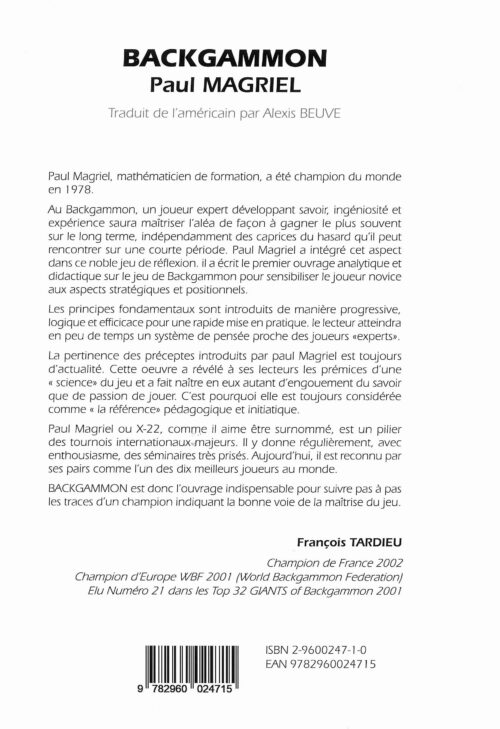 MAGRIEL - Backgammon tome I : Initiation et perfectionnement Nouvelle édition 2021