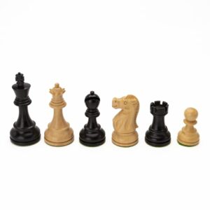 Ensemble Staunton Noir + échiquier Acajou