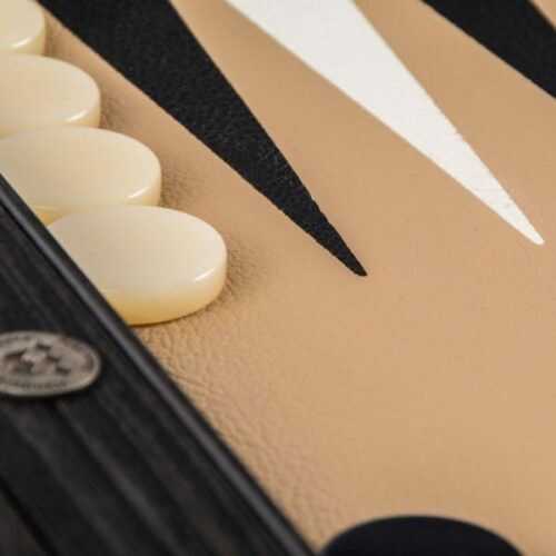 Backgammon en cuir  couleur Ivoire et  moka