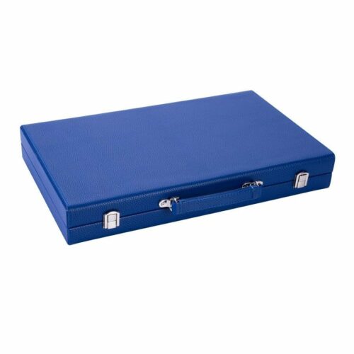 Backgammon  Cuir Grainé Bleu 46 cm