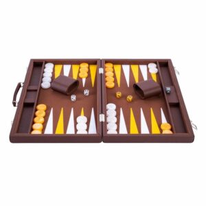 Backgammon Cuir grainé Brun 46 cm