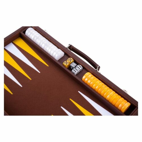 Backgammon Cuir grainé Brun 46 cm