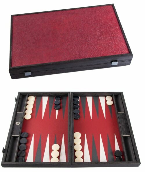 Backgammon en cuir impérial rouge