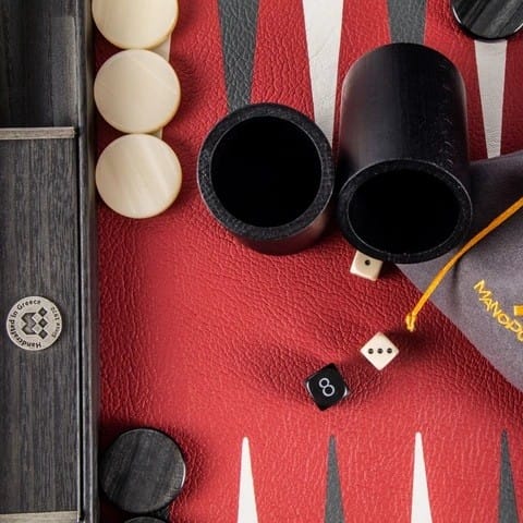 Backgammon en cuir impérial rouge