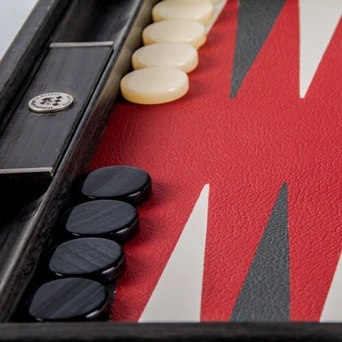 Backgammon en cuir impérial rouge
