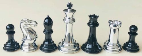 Pièces d'échecs staunton Silver/Black