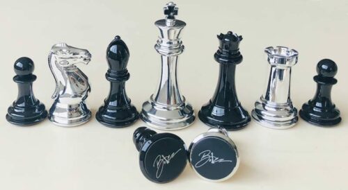 Pièces d'échecs staunton Silver/Black