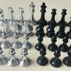 Pièces d'échecs staunton Silver/Black