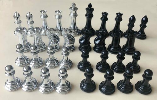 Pièces d'échecs staunton Silver/Black