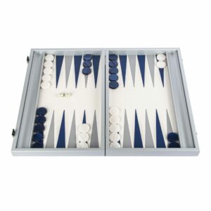 Backgammon en bois et  cuir "navy blue"