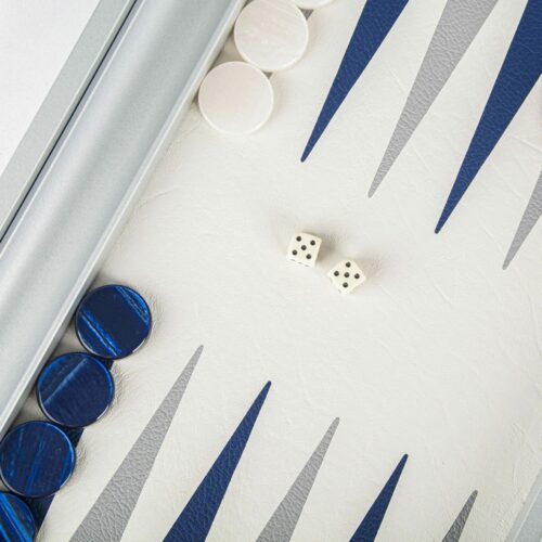 Backgammon en bois et  cuir "navy blue"