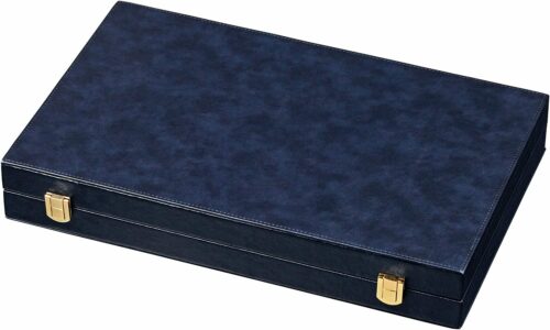 Backgammon taille moyenne en cuir bleu