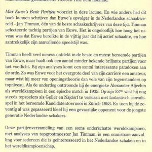 Timman - Max Euwe's Beste Partijen (Wereldkampioen schaken 1935-1937) HARDCOVER