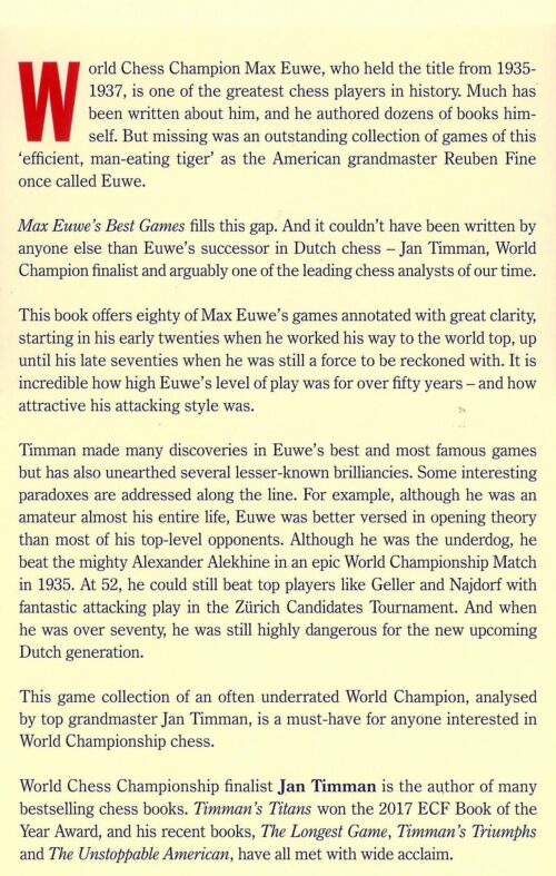 Timman - Max Euwe's best games (The Fifth World Chess Champion (1935-1937) FLEXICOVER