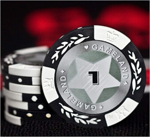 25 JETONS DE POKER "GAMELAND" AU ROULEAU EN CLAY COMPOSITE 13,5 GR