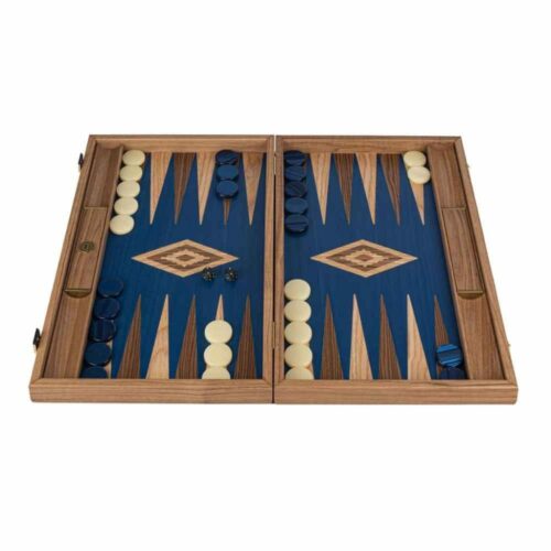 Backgammon en Noyer et Chêne  Americain bleu