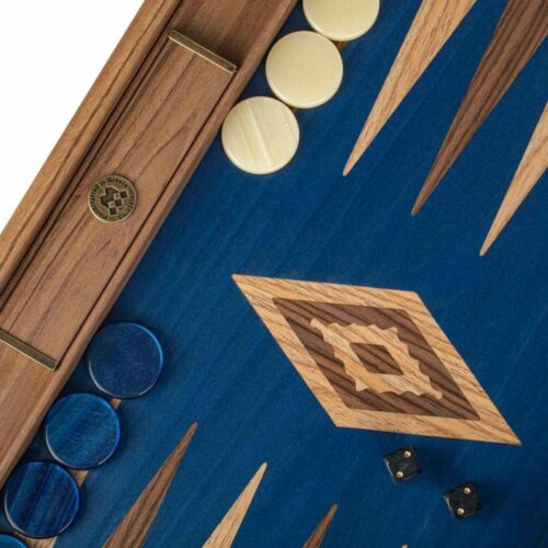 Backgammon en Noyer et Chêne  Americain bleu